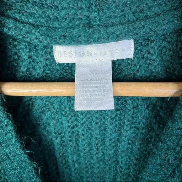 Design History Green Rib Knit Puff Sleeve Button Down Cardigan Sweater XS - Picture 6 of 6